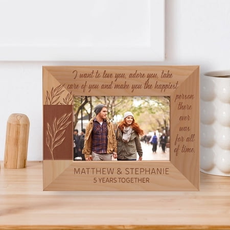 I Want To Love You Adore You Take Care Of You And Make You The Happiest Person There Ever Eas For All Of Time Personalized Wooden Frame-5" x 3 1/2" Brown Horizontal