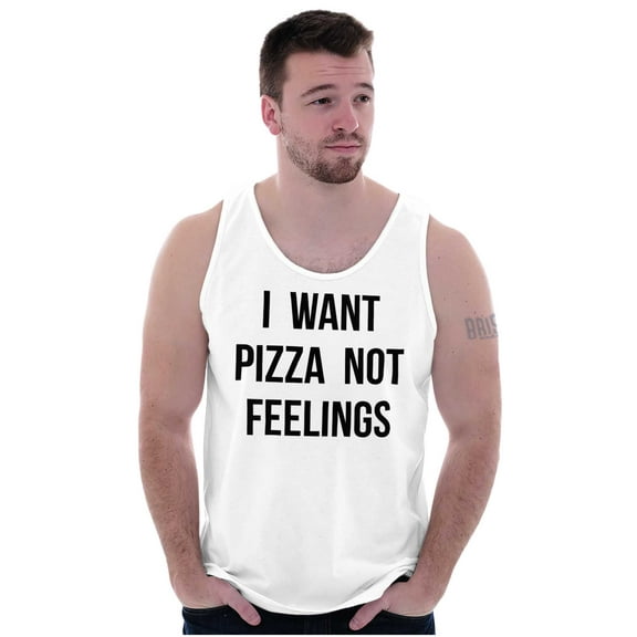 I Want Pizza Not Feelings Funny Food Plus Size Graphic Tank Top Brisco Brands 3X
