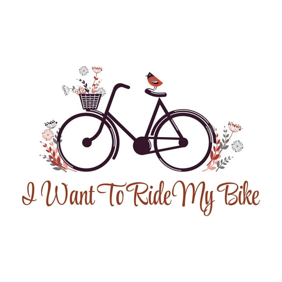 I Want To Ride My Bike Vintage Bicycle Quote Wall Design Art Wall Art Sticker Designs Vinyl Stickers For Home House Walls Rooms Windows Bedroom Decoration Size (12x12 inch)