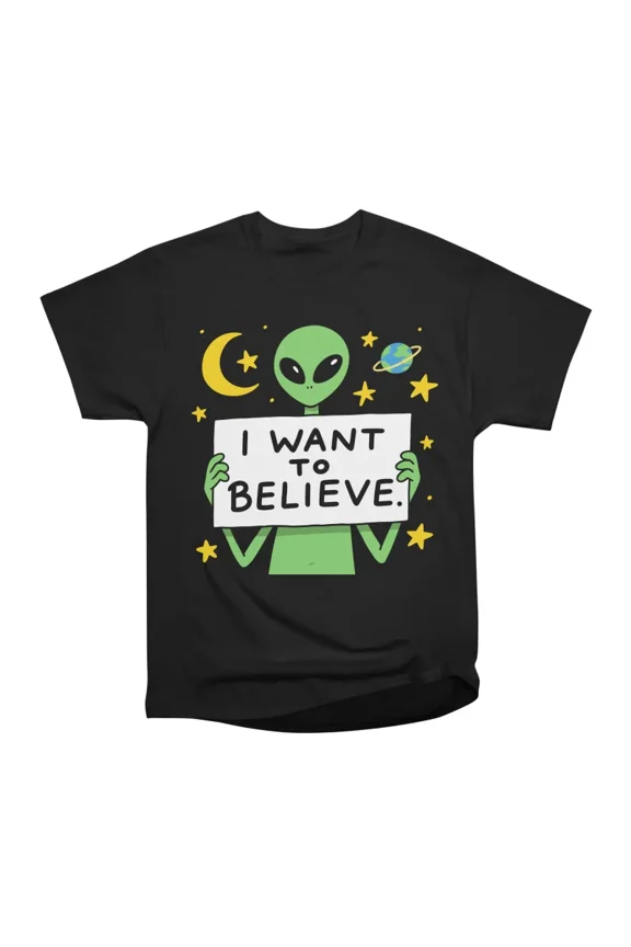 I Want To Believe Alien Parody Retro UFO Disclosure 2026 Space T-Shirt Tee Gift For Him Me