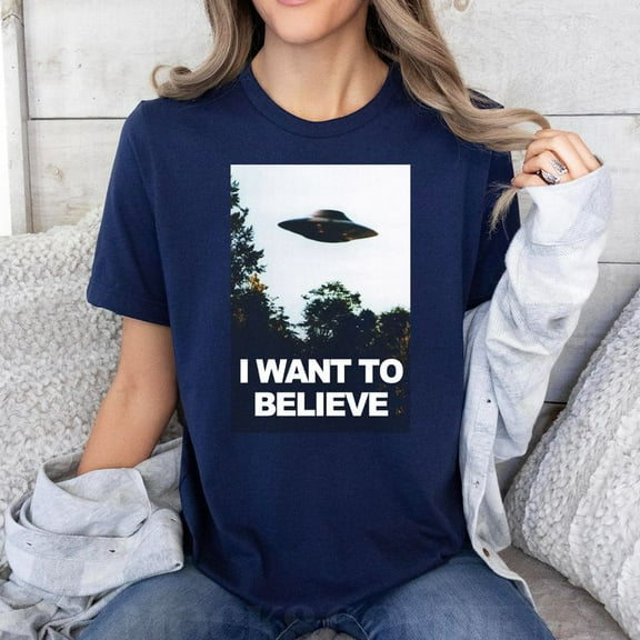 I Want To Believe UFO Alien Shirt, The X-File TV Series Shirt Men’s And Women’s Graphic Tee 100% Cotton by TBun, Full Sizes S-5XL