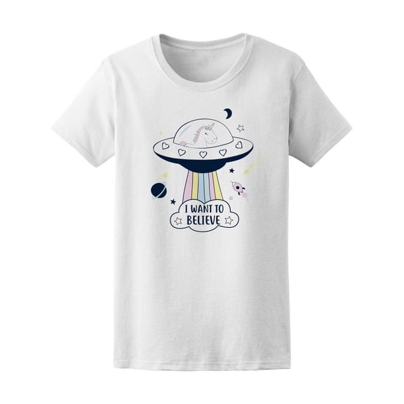 I Want To Believe Unicorn Alien T-Shirt Women -Image by Shutterstock, Female Medium