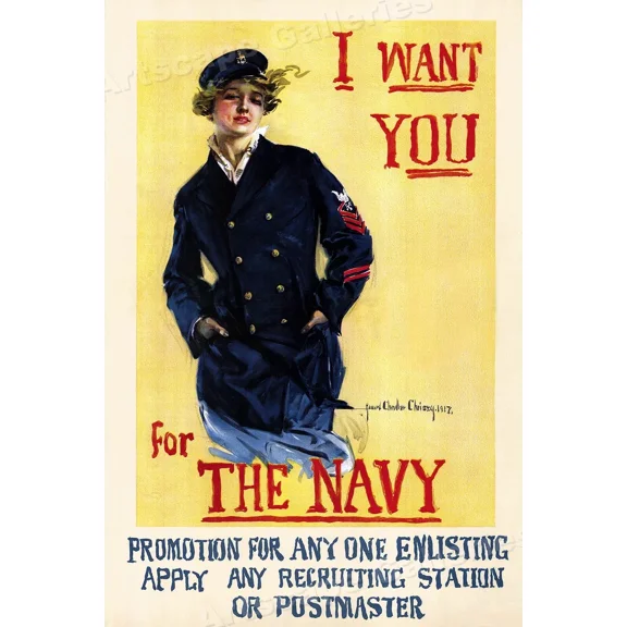 I Want You For The Navy 1917 Chandler Christy Navy Recruiting Poster Home Decor Office Wall Art