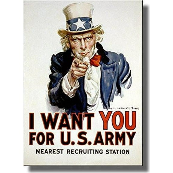 I Want You for U.S. Army Picture on Stretched Canvas, Wall Art Decor, Ready to Hang!