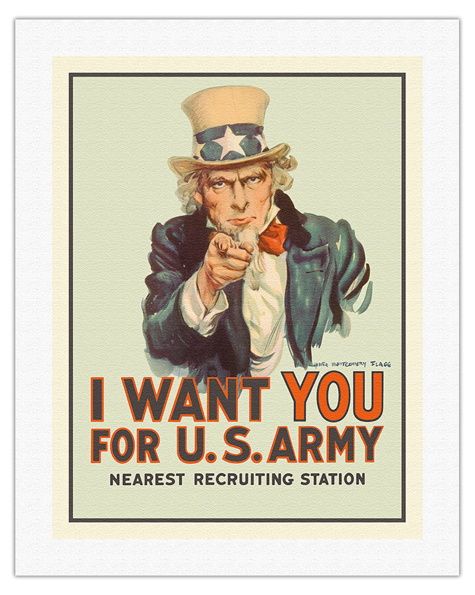 I Want You for U.S. Army - WWI - Uncle Sam - Vintage War Poster by