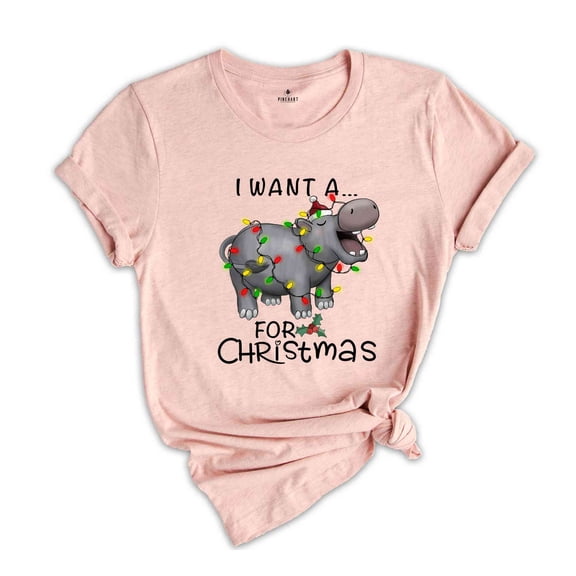 I Want a Hippo for Christmas Shirt, Funny Christmas Shirt, Cute Hippo Shirt, Hippopotamus Shirt, Christmas Party Tee, Christmas Gift