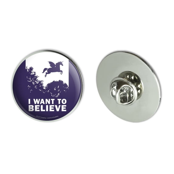 I Want to Believe Unicorn UFO Funny Humor Metal 1.1" Tie Tack Hat Lapel Pin Pinback