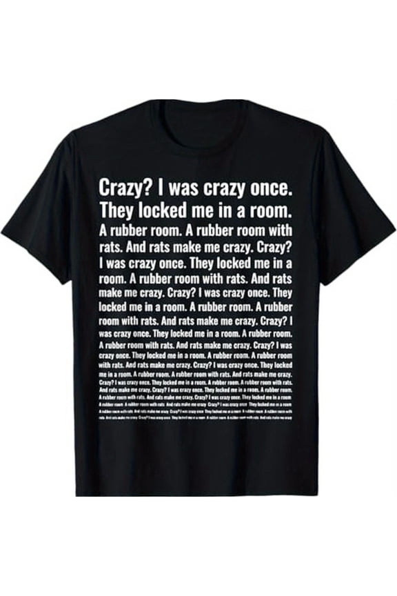 I Was Crazy Once" Funny Meme T-Shirt - 100% Cotton, Casual & Sporty Fit for Men, Perfect Gift for Dad or Friends, Black, Sizes S-XXXL