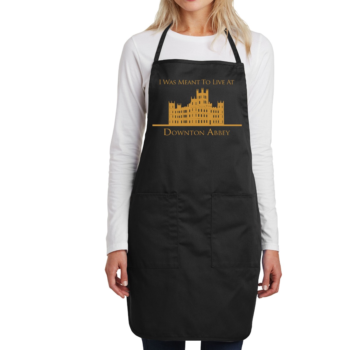 I Was Meant To Live at Downton Full Length Cotton Blend Apron-Black