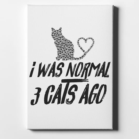 I Was Normal 3 Cats Ago - 11" x 14" - Decorative Canvas Wall Art - White Edge - 5/8" Gallery Wrapped