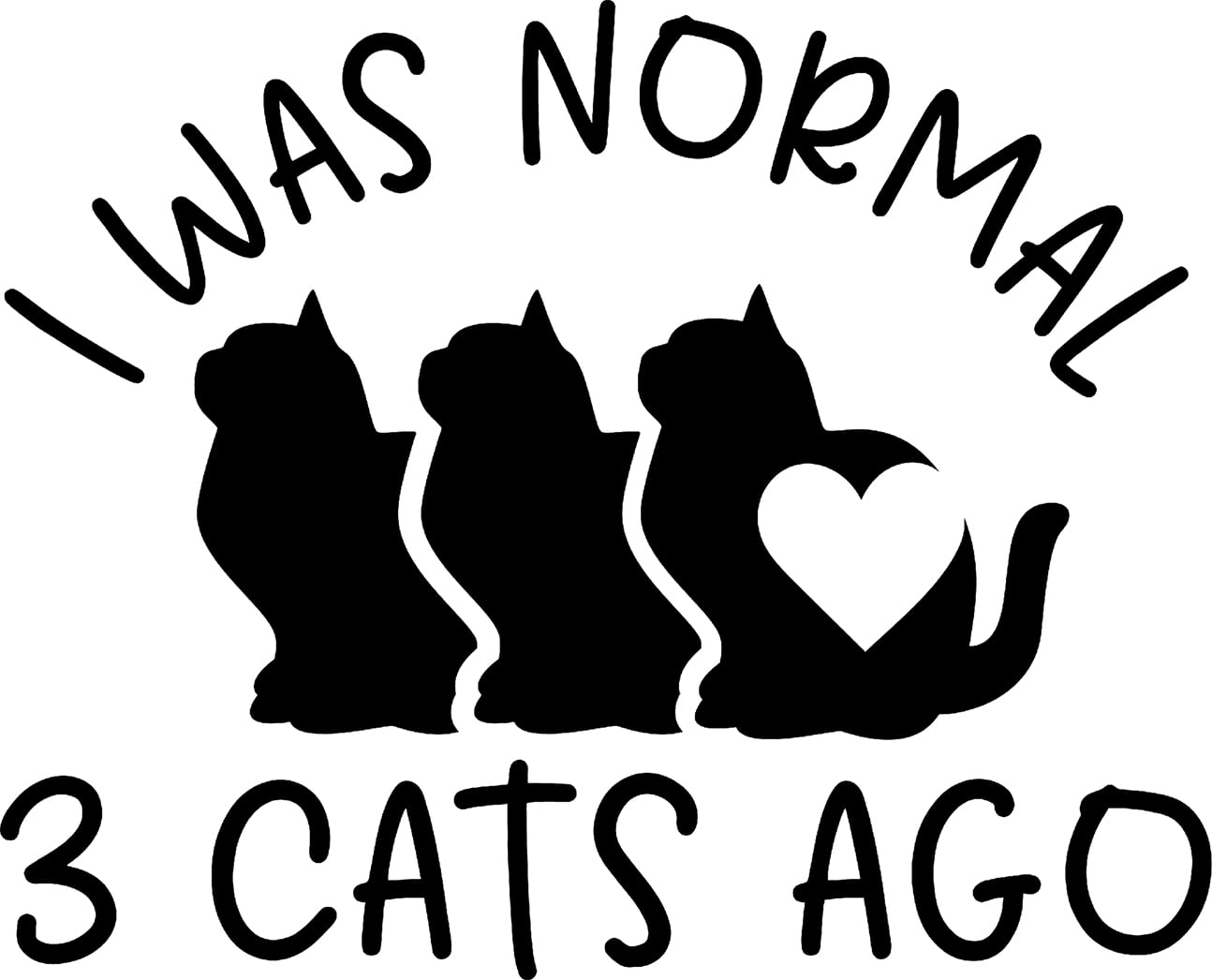 I Was Normal 3 Cats Ago Crazy Heart Love Animals Wall Decals for Walls