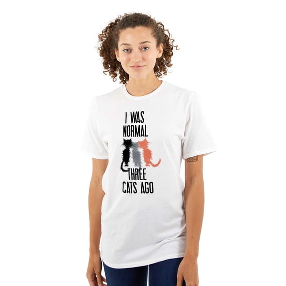 I Was Normal Three Cats Ago Hilarious Women's Plus Size Graphic Tee Brisco Brands 3X