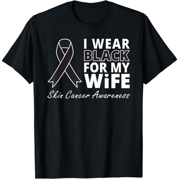 I Wear Black For My Wife Shirt Melanoma Awareness Warrior T-Shirt