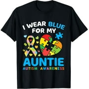 I Wear Blue For My Auntie Puzzle Autism Awareness Month Aunt T-Shirt