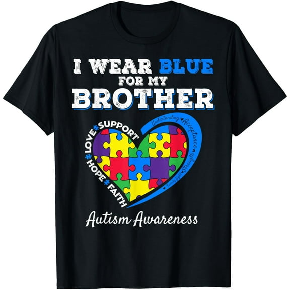 I Wear Blue For My Brother Autism Awareness Sister Kids Boys T-Shirt