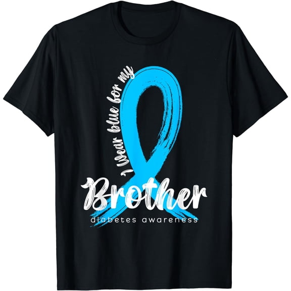 I Wear Blue For My Brother Diabetes Awareness Blue Ribbon T-Shirt