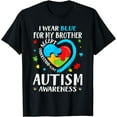 thumbnail image 1 of I Wear Blue For My Brother Kids Puzzle Autism Awareness T-Shirt, 1 of 4
