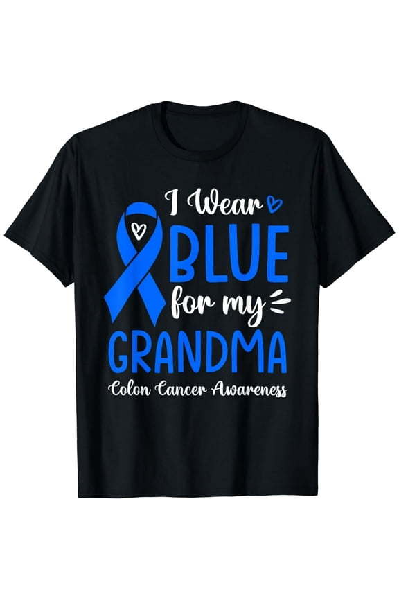 I Wear Blue For My Grandma Colon Cancer Awareness Family T-Shirt