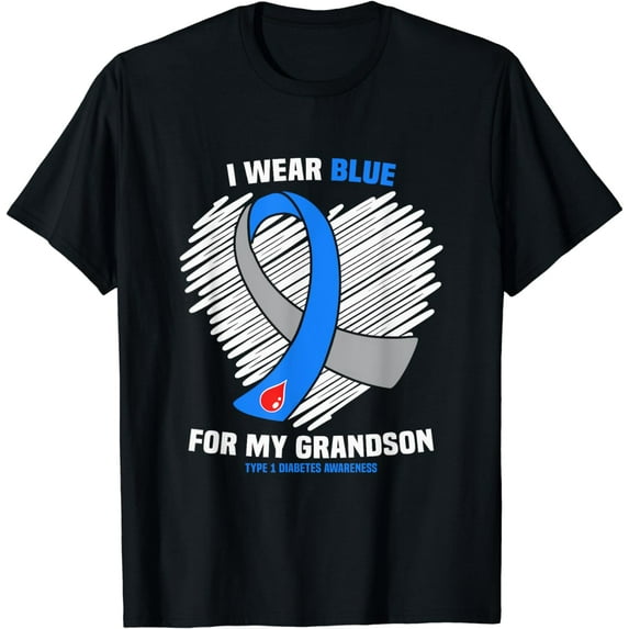 I Wear Blue For My Grandson Type 1 Diabetes Awareness T-Shirt