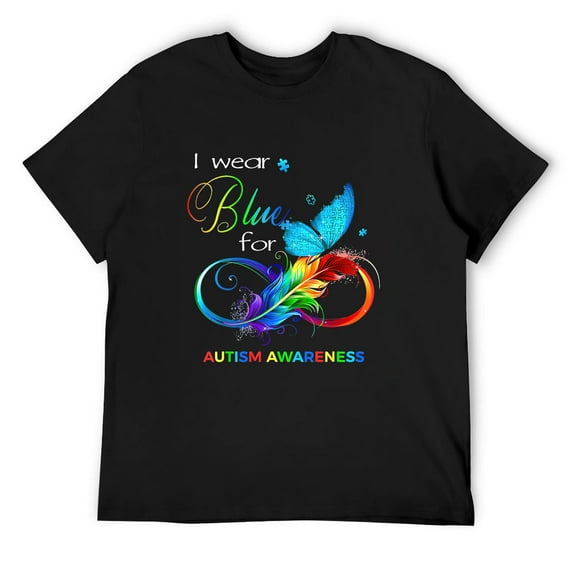 I Wear Blue for Autism Awareness Month Men Kids T-Shirt Black Small