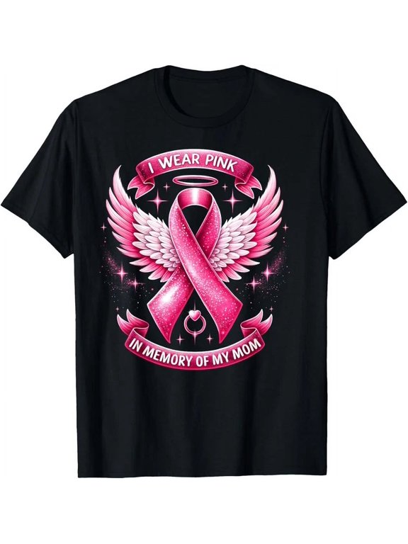 I Wear For Memory Of My Mom Breast Cancer Family T-Shirt BLACK Unisex S-5XL Hot Trending Shirt, Vintage Birthday Gift
