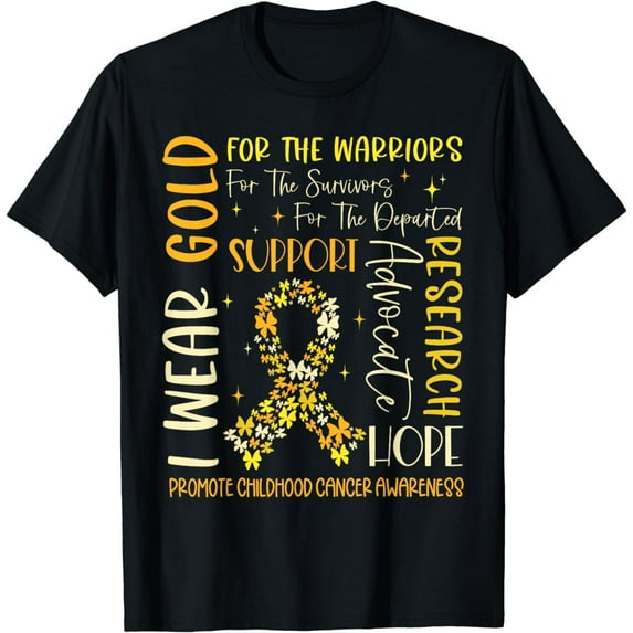 I Wear Gold Childhood Cancer Awareness Survivor Saying Quote T-Shirt