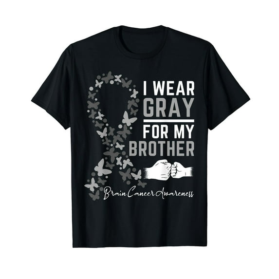 I Wear Gray For My Brother Gifts Brain Cancer Awareness T-Shirt