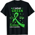 thumbnail image 1 of I Wear Green For My Wife Kidney Disease Awareness Gifts T-ShirtMen's and women's gift, black and white T-shirt, size: Extra large S-4XL, 1 of 4