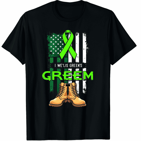 I Wear Green For Veteran Mental Health Awareness Military Graphic Black T-Shirt for Men and Women