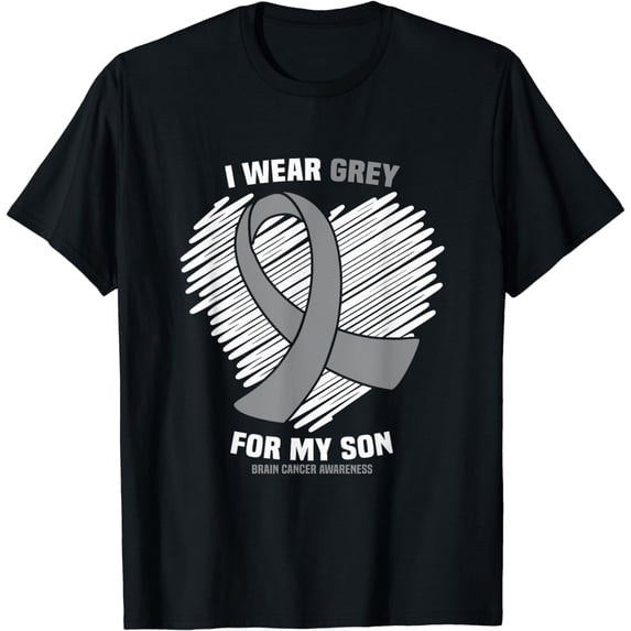 I Wear Grey For My Son Brain Cancer Awareness T-Shirt