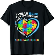 I Wear Large print casualBlue For My Nephew Autism Awareness Month Uncle Aunt T-Shirt