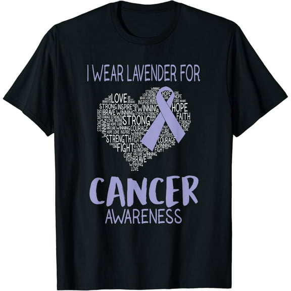 I Wear Lavender For Cancer Awareness - Cancer Ribbon Cotton T-Shirt