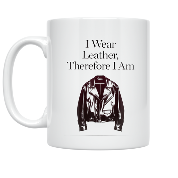 I Wear Leather Therefore I Am - Leather Jacket Philosopher - 11 oz Ceramic Coffee Mug