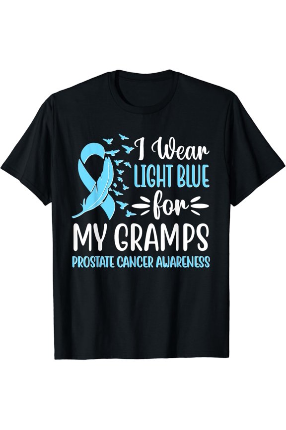 I Wear Light Blue For My Gramps Prostate Cancer Awareness T-Shirt All Size S-5Xl