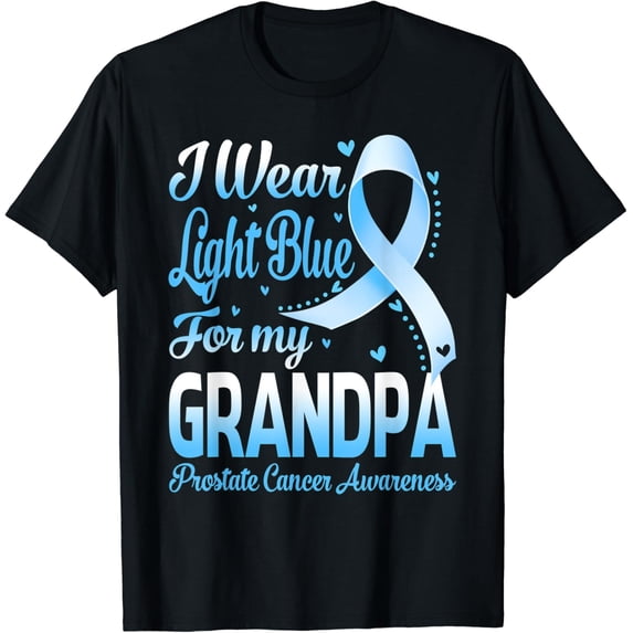 I Wear Light Blue For My Grandpa Prostate Cancer Awareness T-Shirt All Size S-5Xl