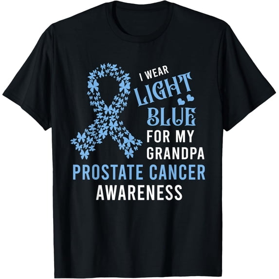 I Wear Light Blue For My Grandpa Prostate Cancer Awareness T-Shirt All Size S-5Xl