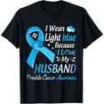thumbnail image 1 of I Wear Light Blue I Love My Husband Prostate Cancer Warrior T-Shirt All Size S-5Xl, 1 of 4