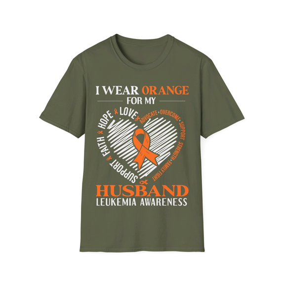 I Wear Orange For My Husband Leukemia Cancer Awareness Month TShirt