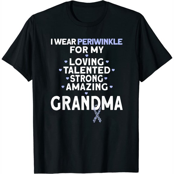 I Wear Periwinkle For My Grandma Esophageal Cancer Graphic Tees for Women - Fashionable and Comfortable Short Sleeve Shirts