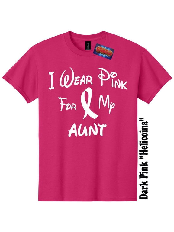 I Wear Pink For Aunt dark pink Breast Cancer Awareness Medium Unisex Womans Mens Shirt The Twisted Donut
