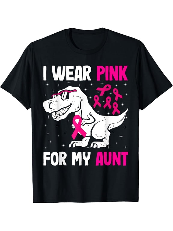 I Wear Pink For My Aunt Breast Cancer Support Squad T Rex T-Shirt