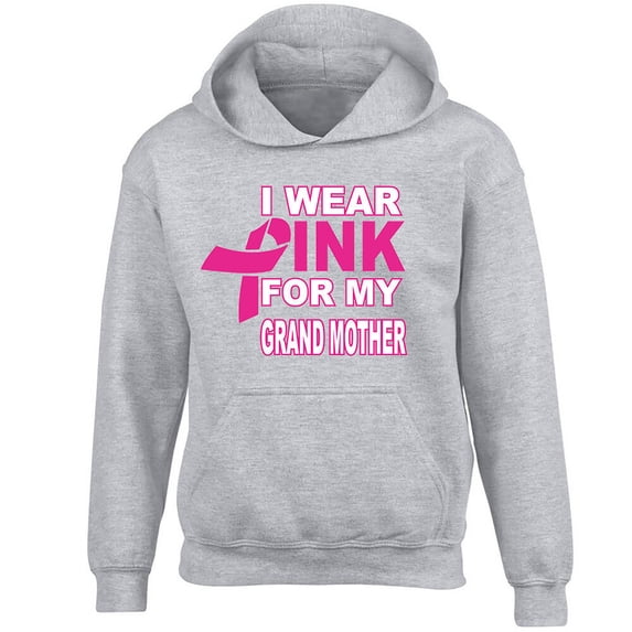 I Wear Pink For My Grand Mother Printed Sport Gray Hoodie Unisex Sweatshirt X-Large