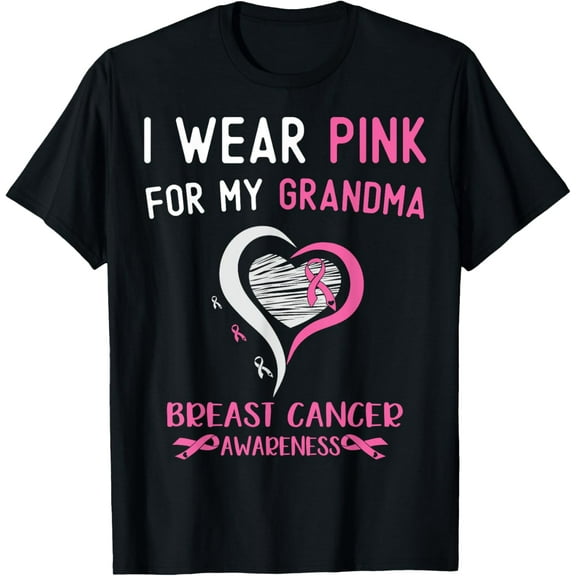 I Wear Pink For My Grandma Breast Cancer Grandson Support T-Shirt