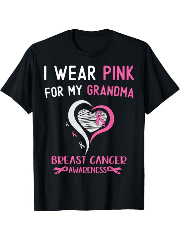 I Wear Pink For My Grandma Breast Cancer Grandson Support T-Shirt