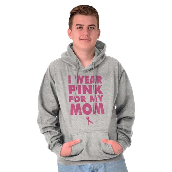 I Wear Pink For My Mom Breast Cancer Unisex Plus Fleece Graphic Hoodie Brisco Brands 3X