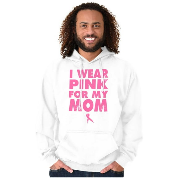 I Wear Pink For My Mom Breast Cancer Unisex Plus Fleece Graphic Hoodie Brisco Brands 3X
