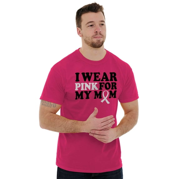 I Wear Pink For My Mom Support Plus Size Crewneck Graphic Tee Shirt Brisco Brands 2X