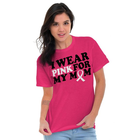 I Wear Pink For My Mom Support Men's Graphic T Shirt Tees Brisco Brands S