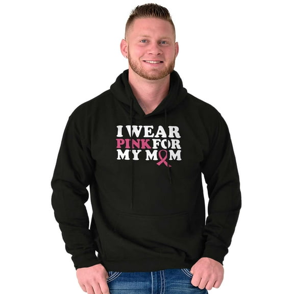 I Wear Pink For My Mom Support Unisex Plus Fleece Graphic Hoodie Brisco Brands 2X