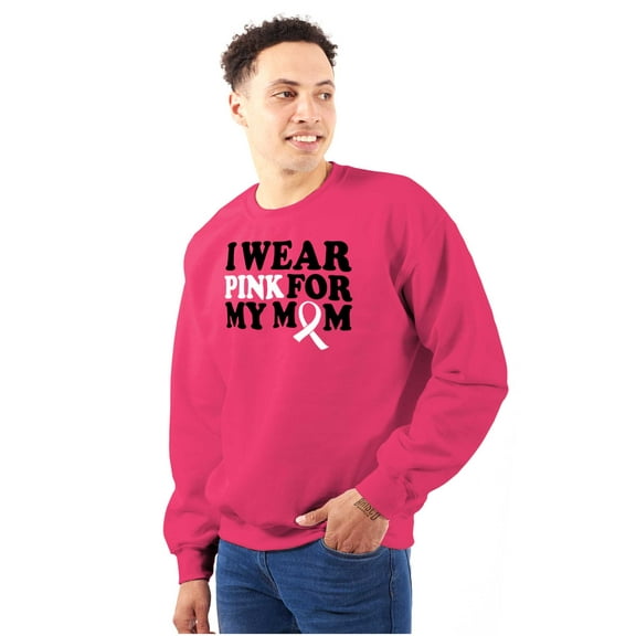 I Wear Pink For My Mom Support Unisex Plus Fleece Graphic Sweatshirt Brisco Brands 3X